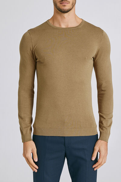 Pull fin col rond uni
