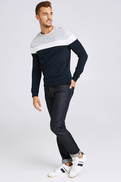 Sweat color block maille fantaisie
