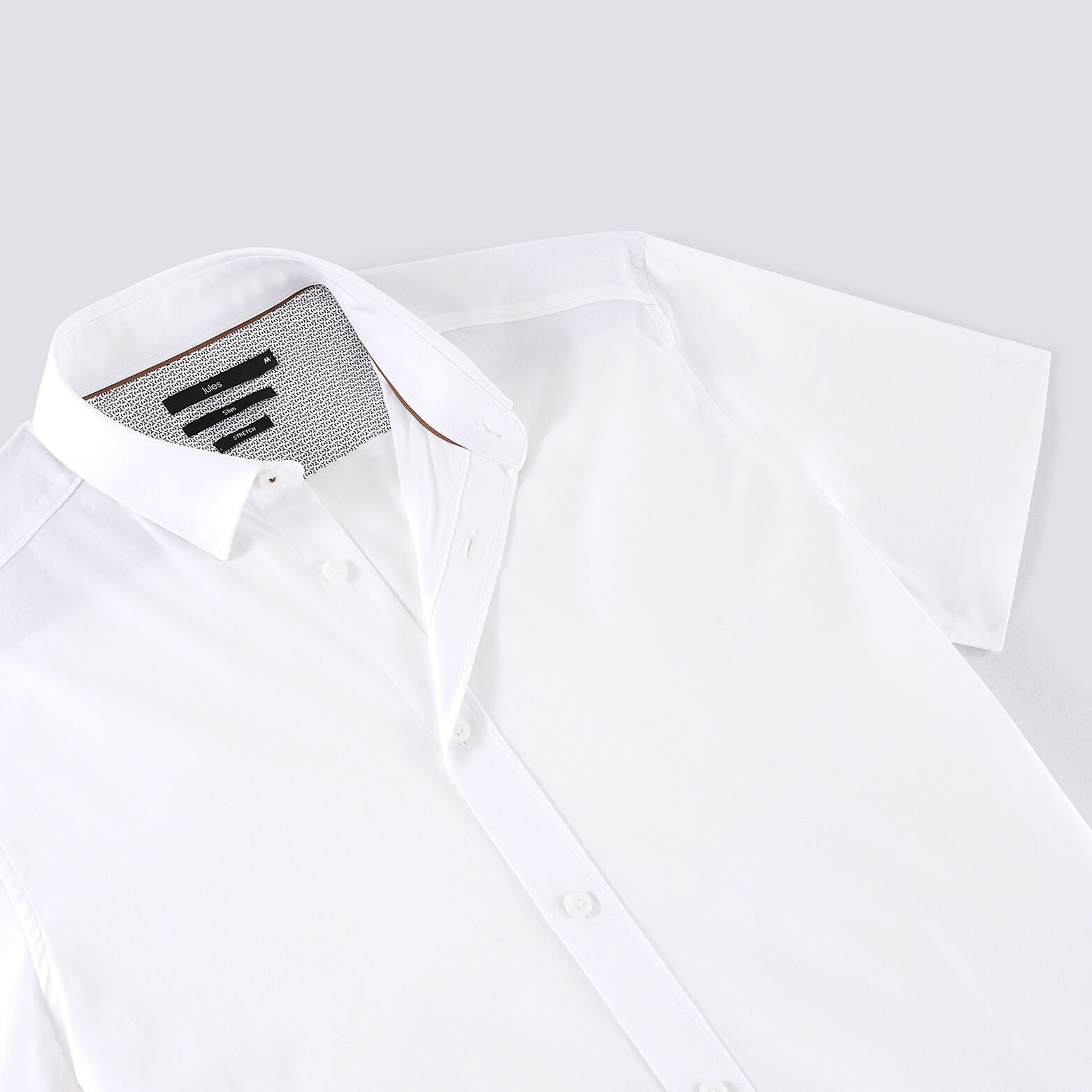 Chemise slim manches courtes unie coton