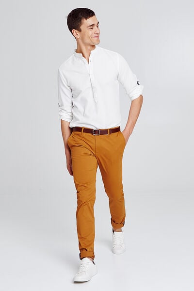 Chemise regular col officier coton