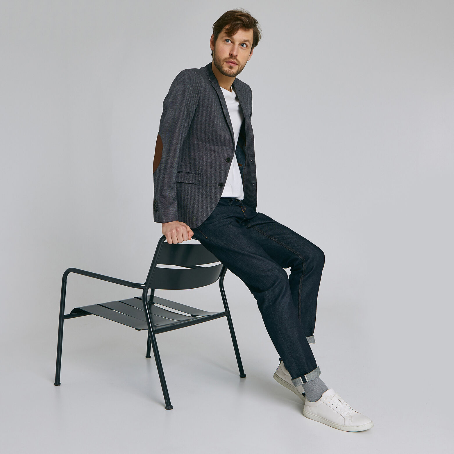 Veste slim maille coudières