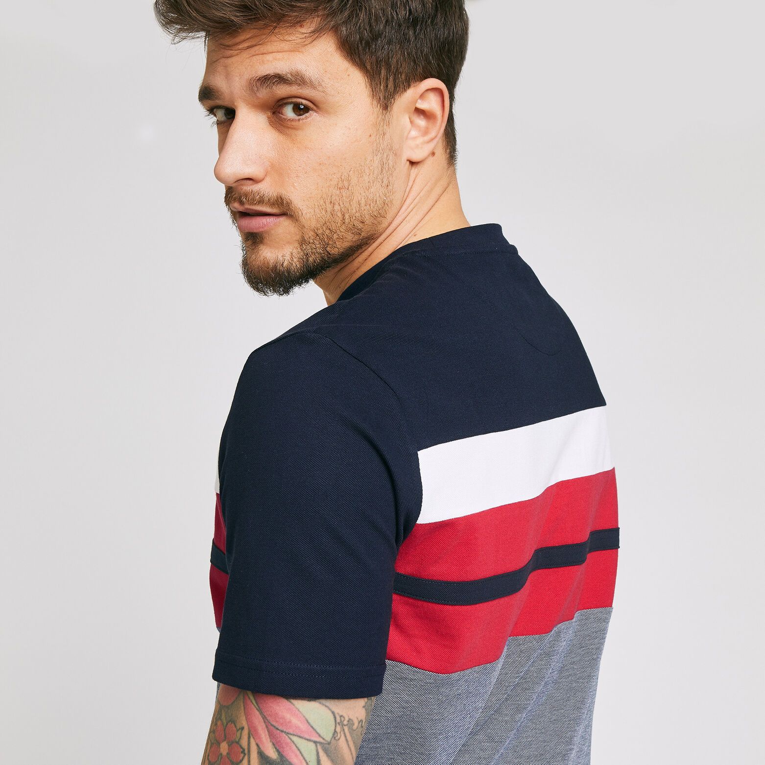 Tee shirt col rond tricolore