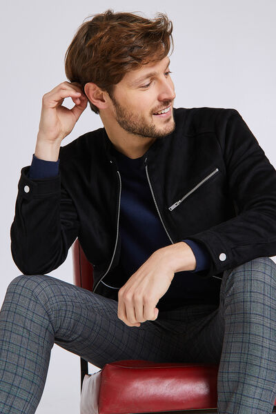 Blouson zippé suédine