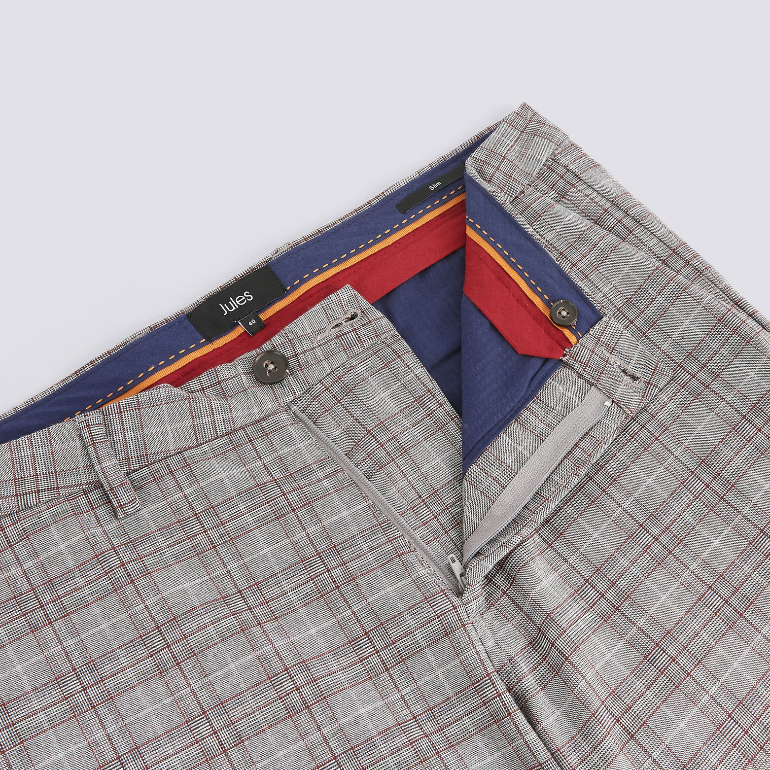 Pantalon chino slim à carreaux chiné
