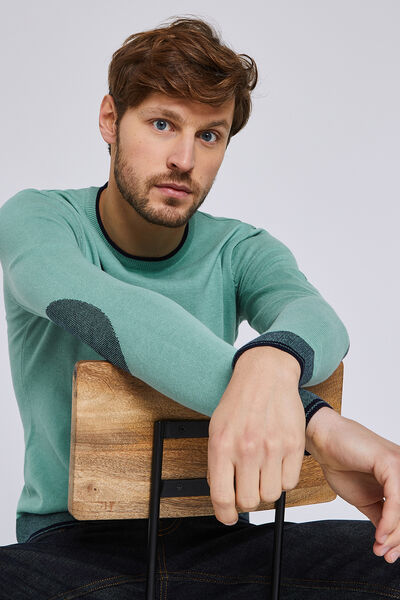 Pull col rond jeu de points