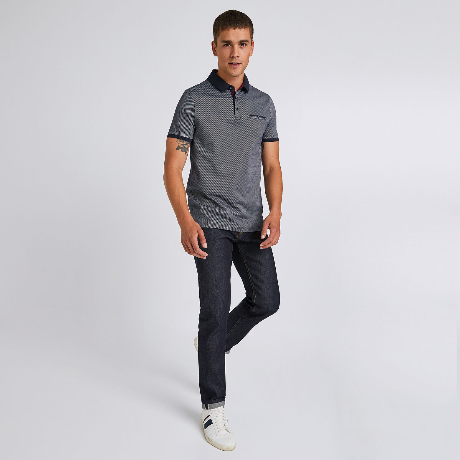Polo manche courte maille piquée contrastée