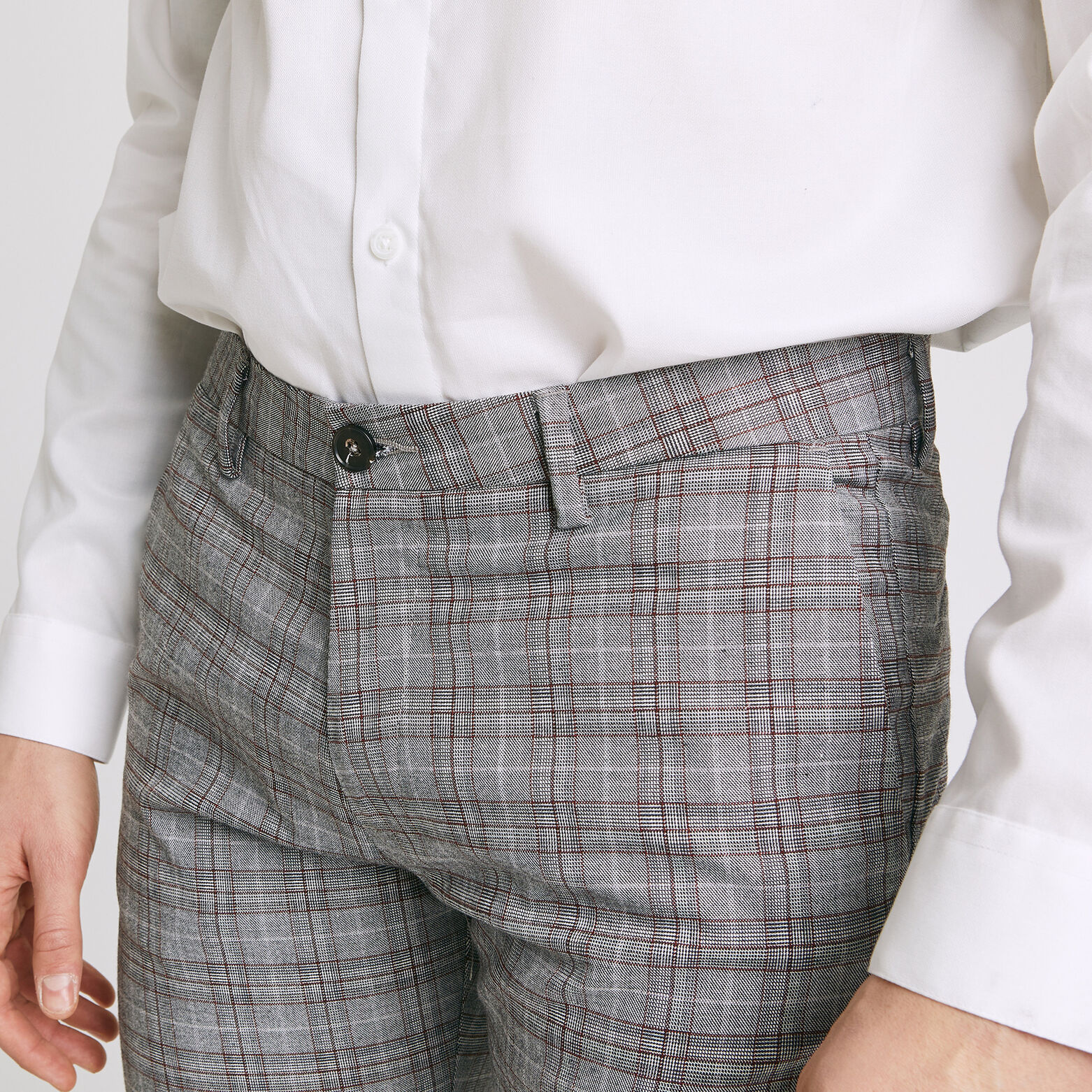Pantalon chino slim à carreaux chiné