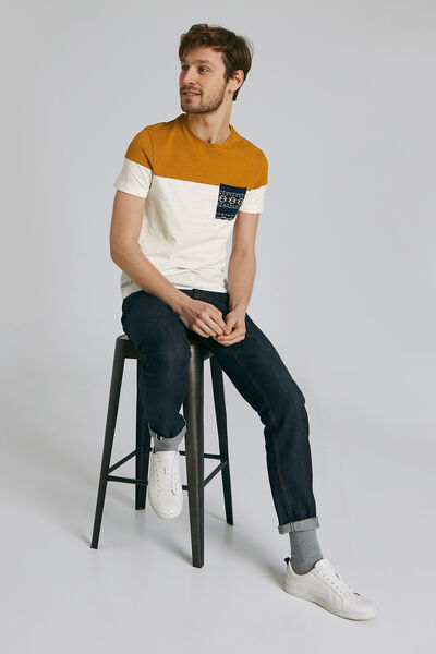 Tee shirt colorblock poche imprimée