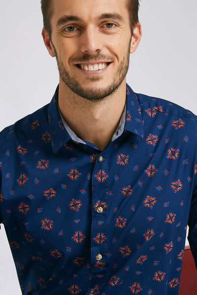 Chemise slim imprimés aztèques coton