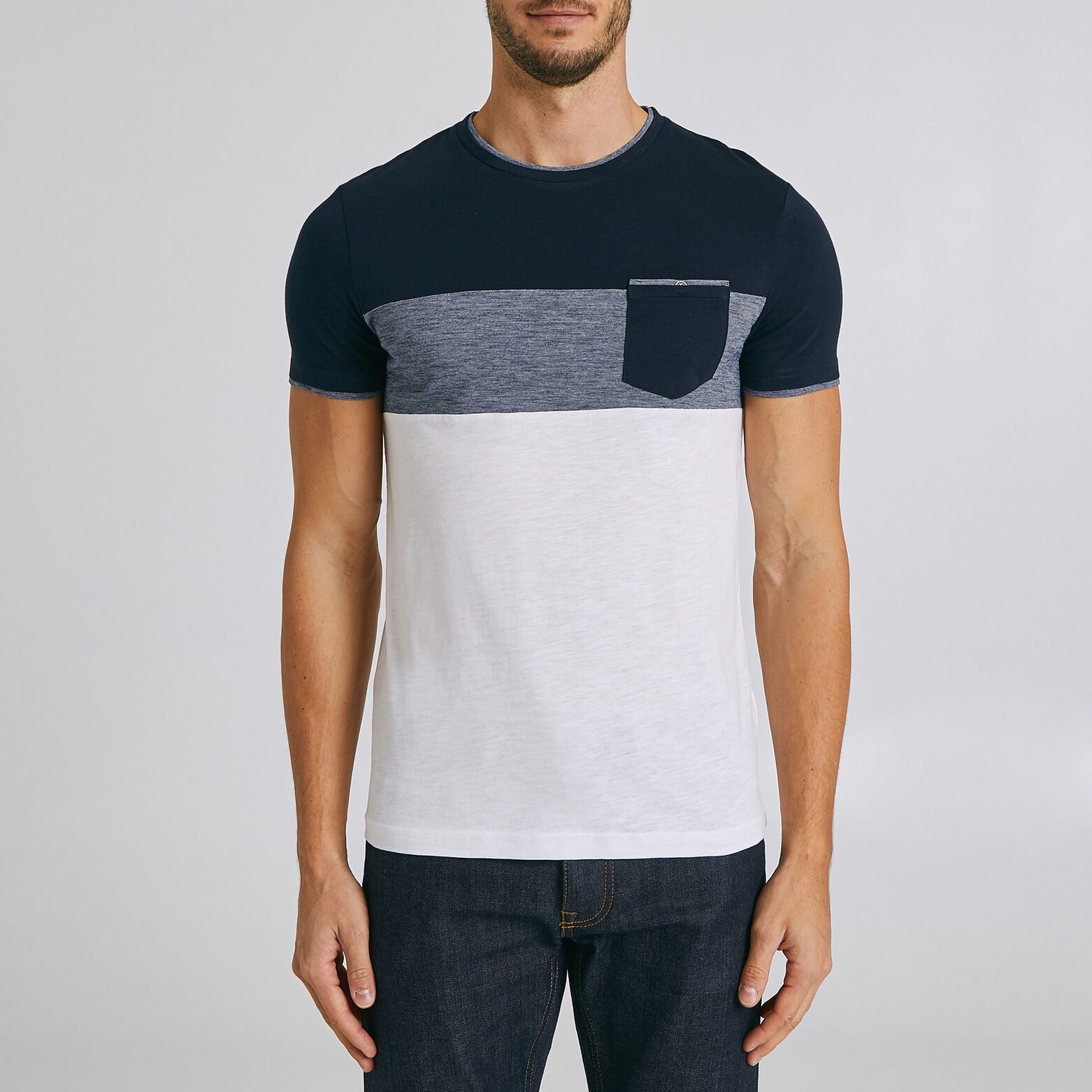 Tee shirt colorblock empiècement poche