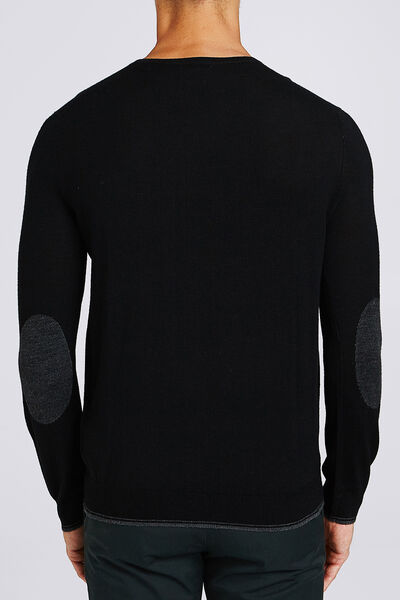 Pull laine mérinos uni col V