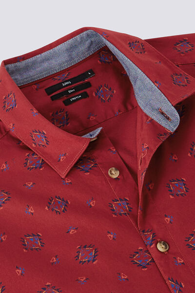 Chemise slim imprimés aztèques coton
