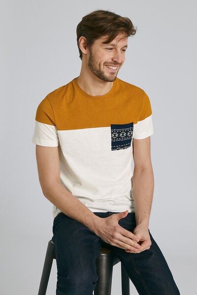 Tee shirt colorblock poche imprimée