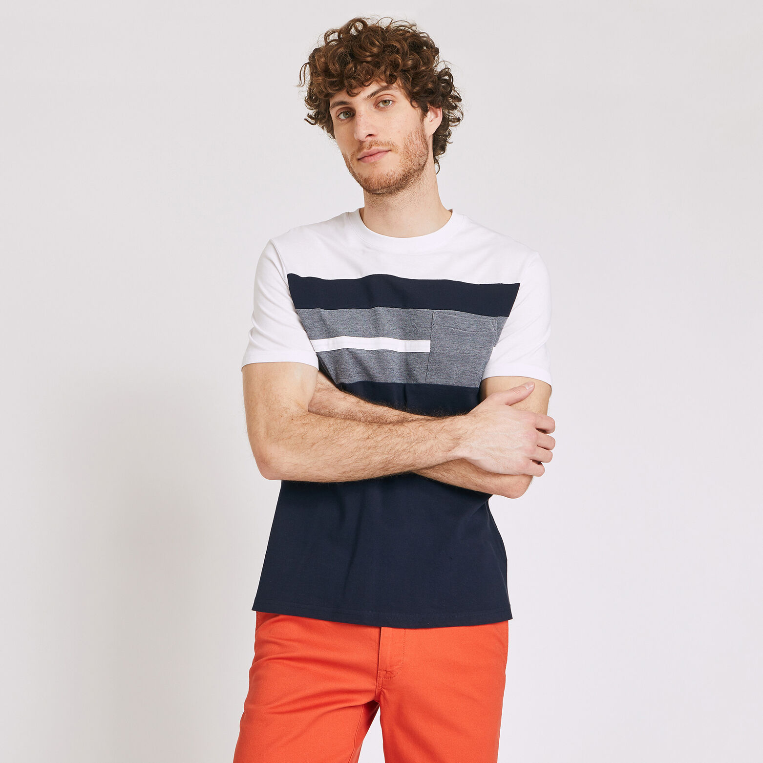 Tee shirt col rond tricolore
