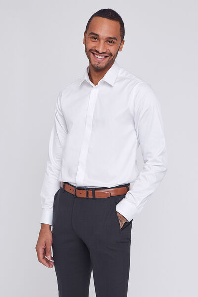 Chemise slim en satin boutonnage caché