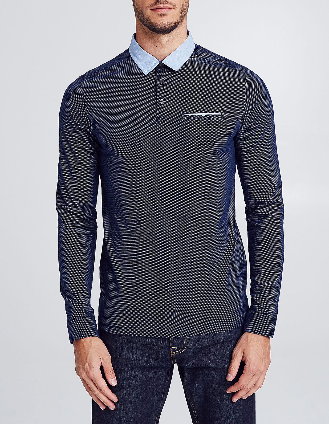 Polo manche longue col chemise