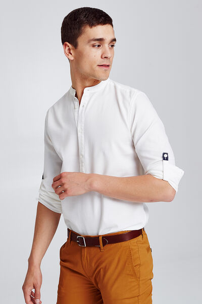 Chemise regular col officier coton