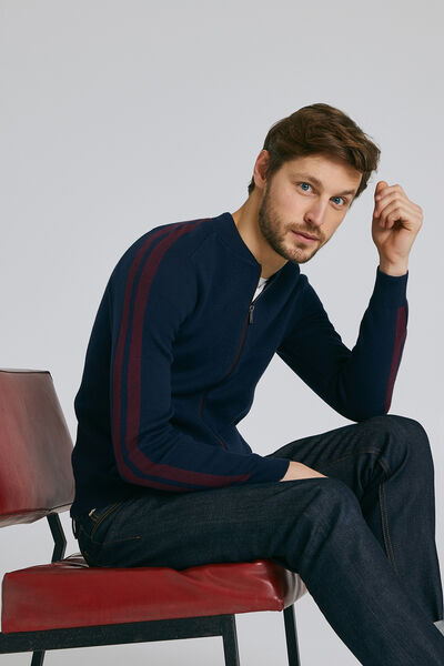 Gilet zippé bande manche