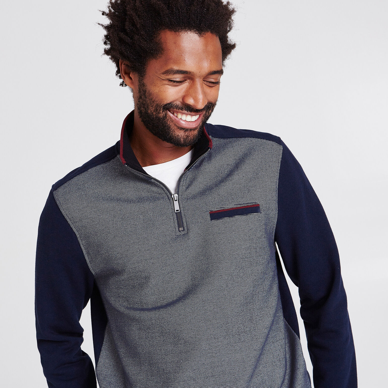 Sweat bi-matière col montant