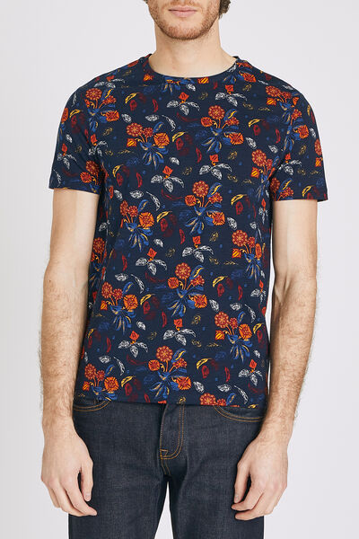 Tee shirt col rond motif feuri