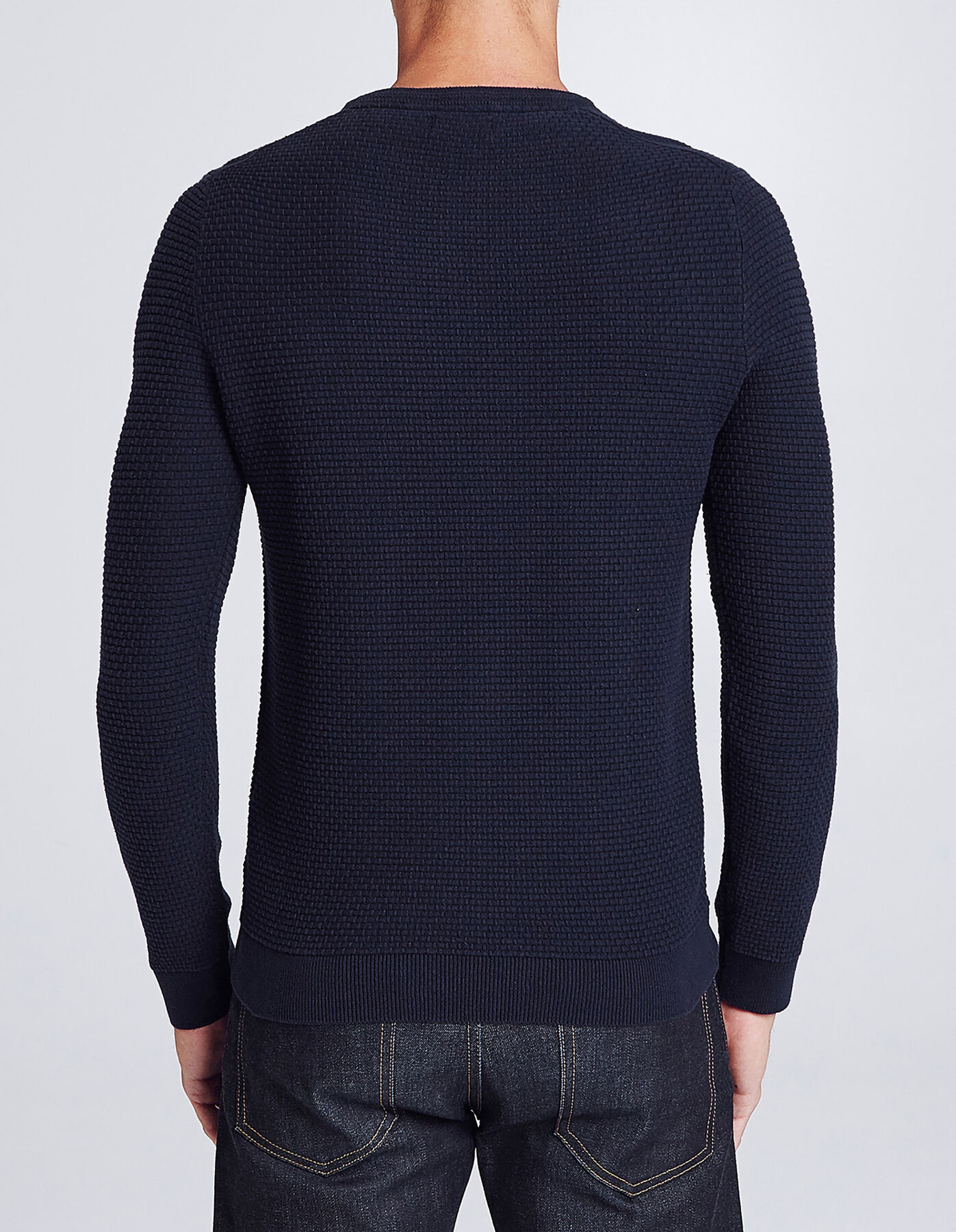 Pull col rond jeux de points