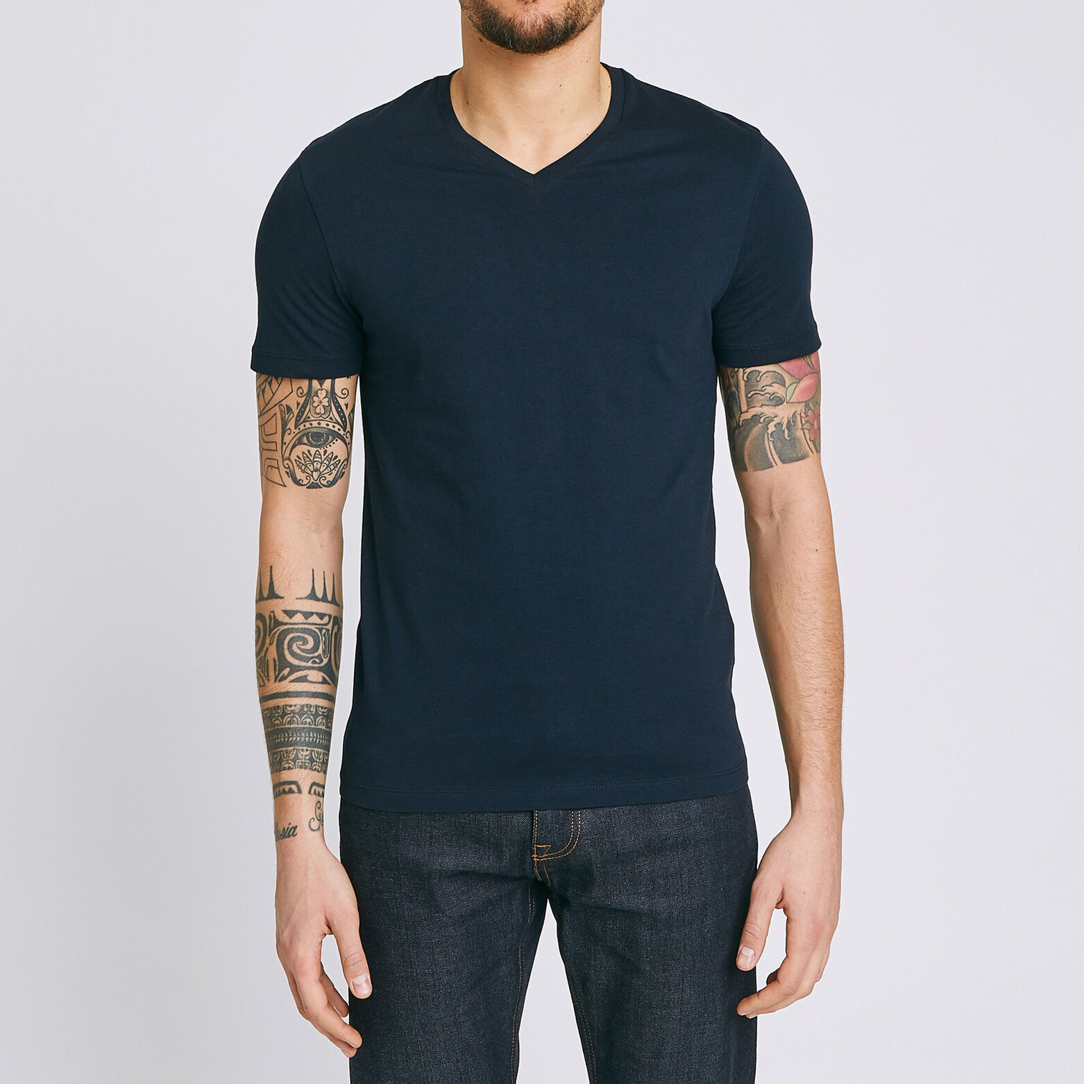 Tee-shirt uni col V slim