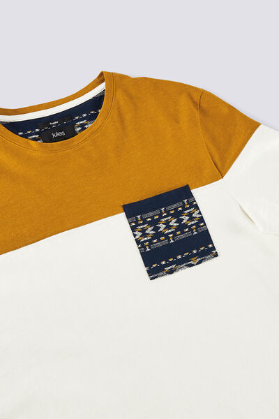 Tee shirt colorblock poche imprimée