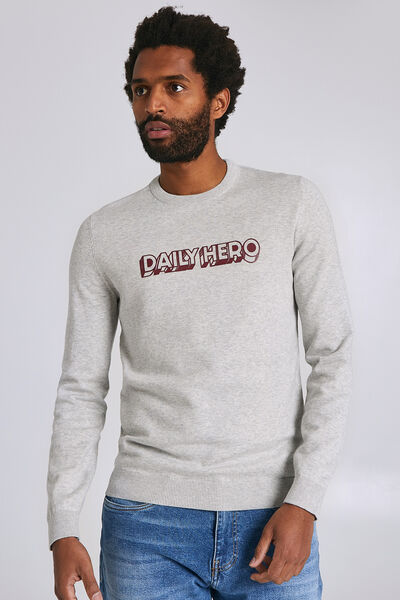 Pull jersey message floqué DAILY HERO