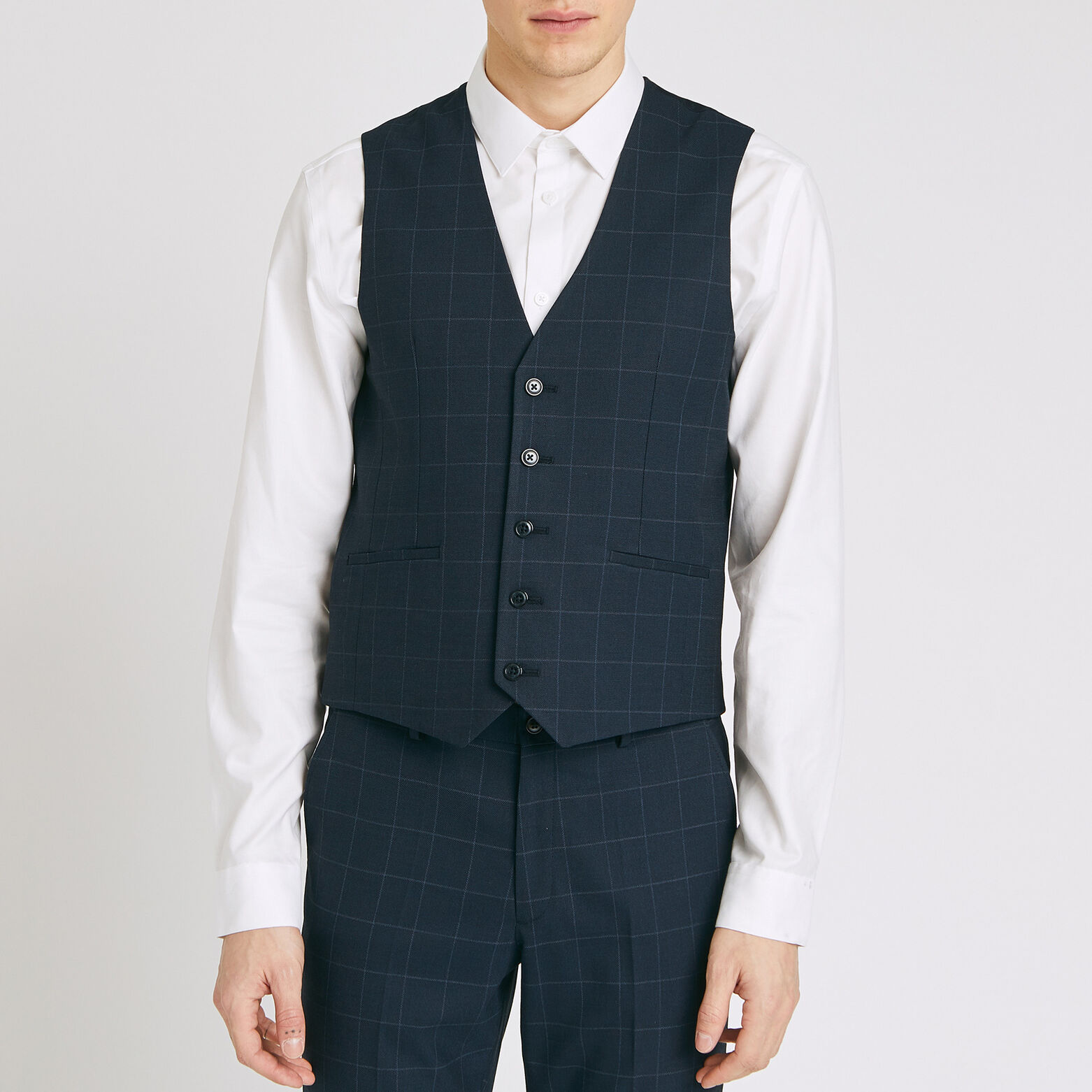 gilet de costume motif carreaux fenêtre