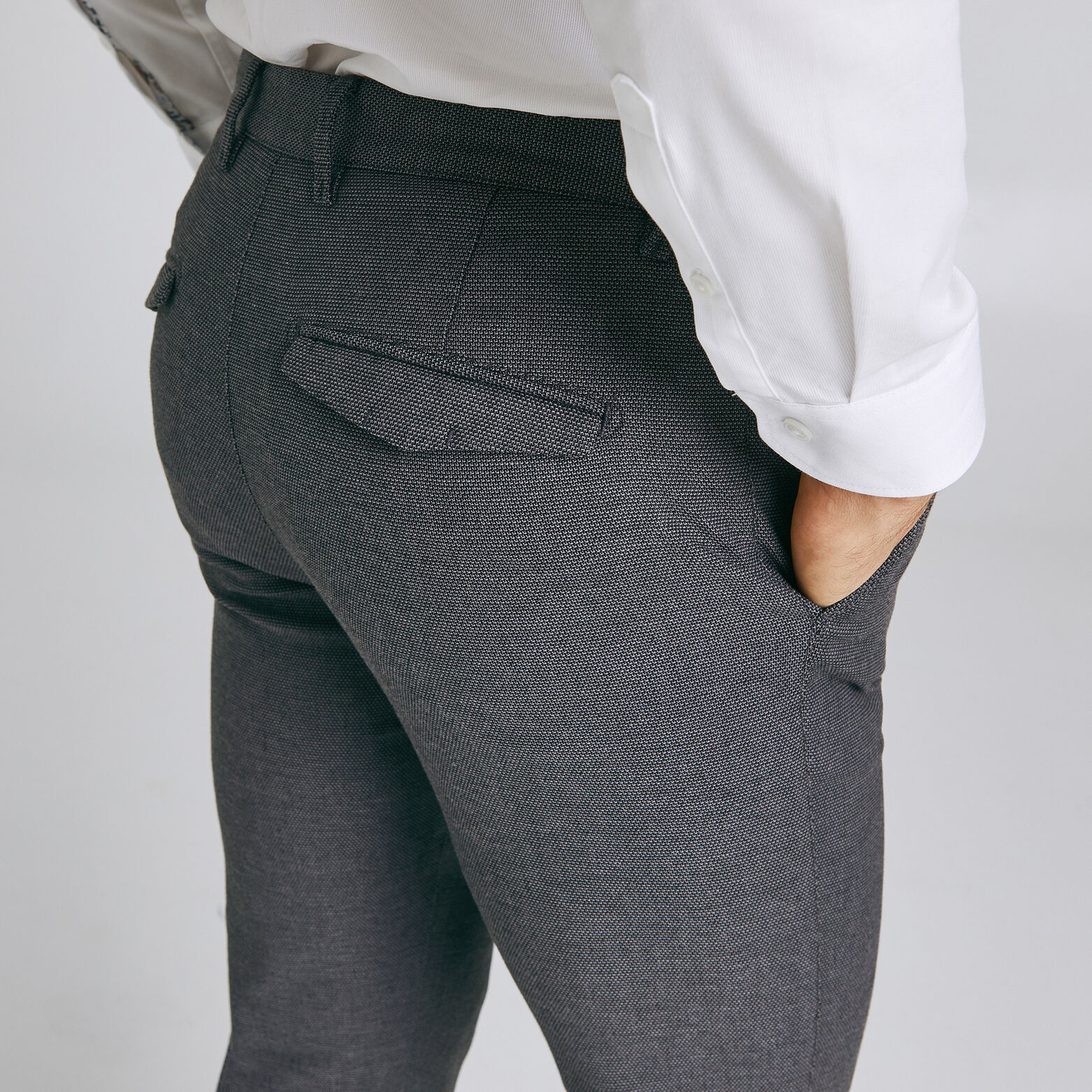 Pantalon chino slim faux uni