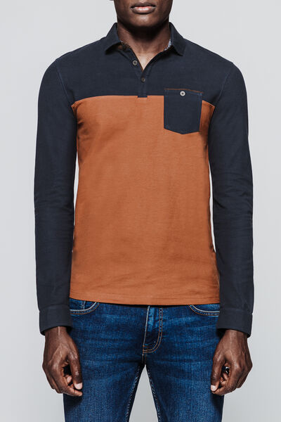 Polo manche longue colorblock