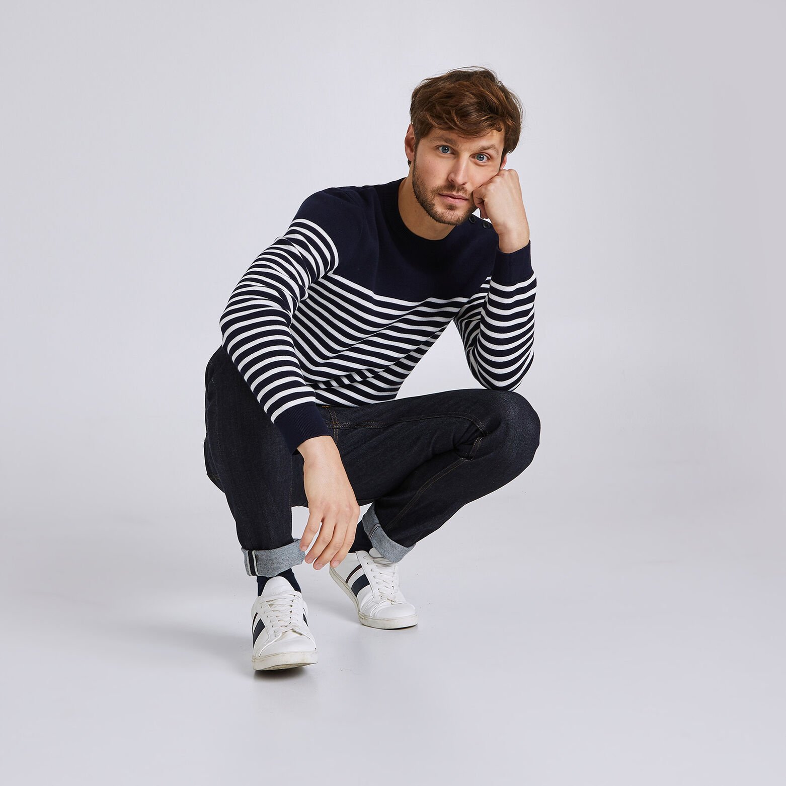 Pull homme rayé marinière