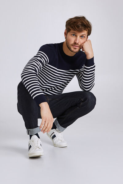 Pull homme rayé marinière