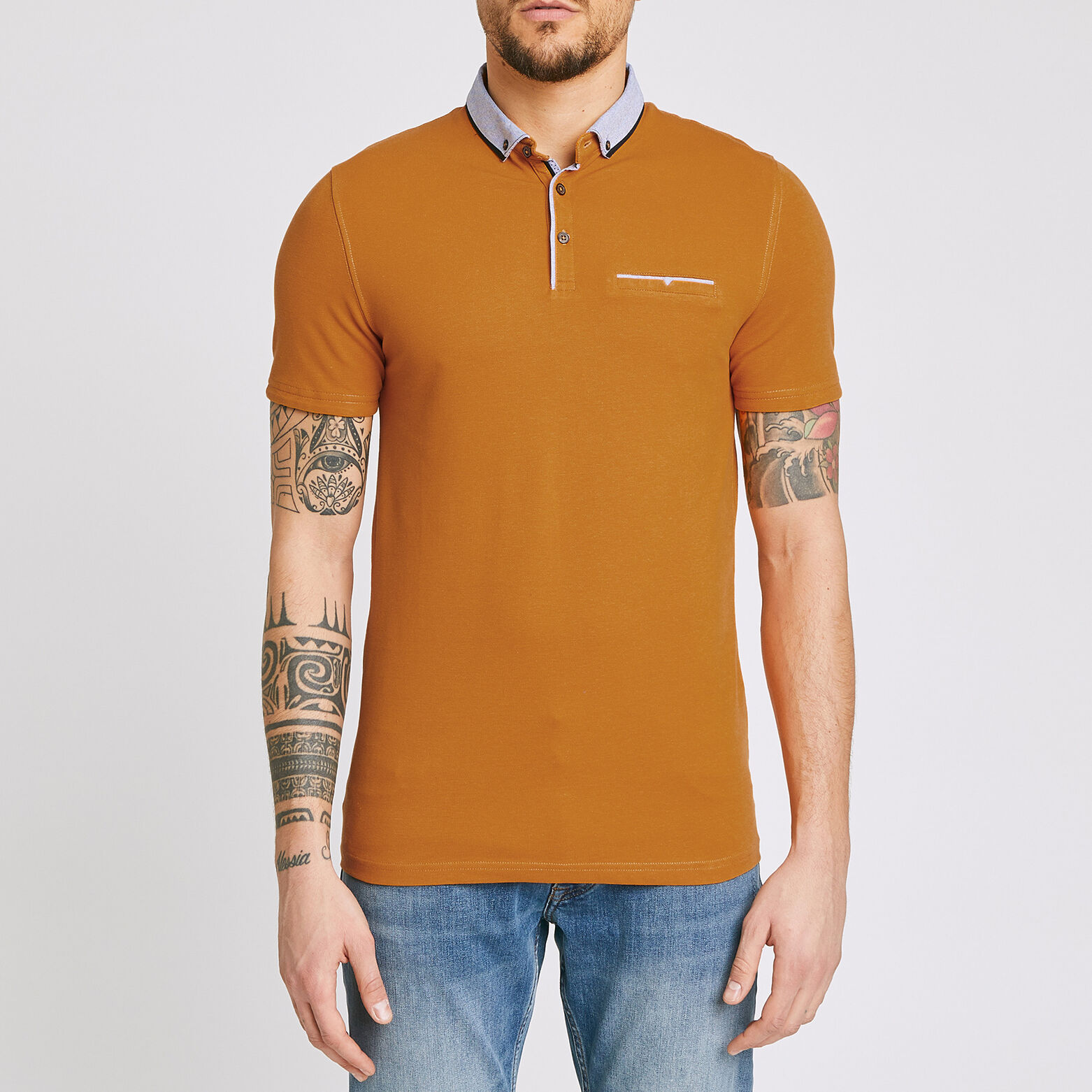 Polo manche courte col oxford