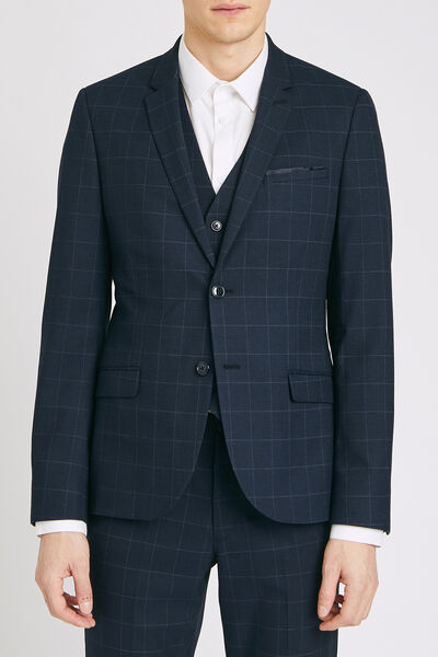 veste de costume slim motif carreaux fenêtre