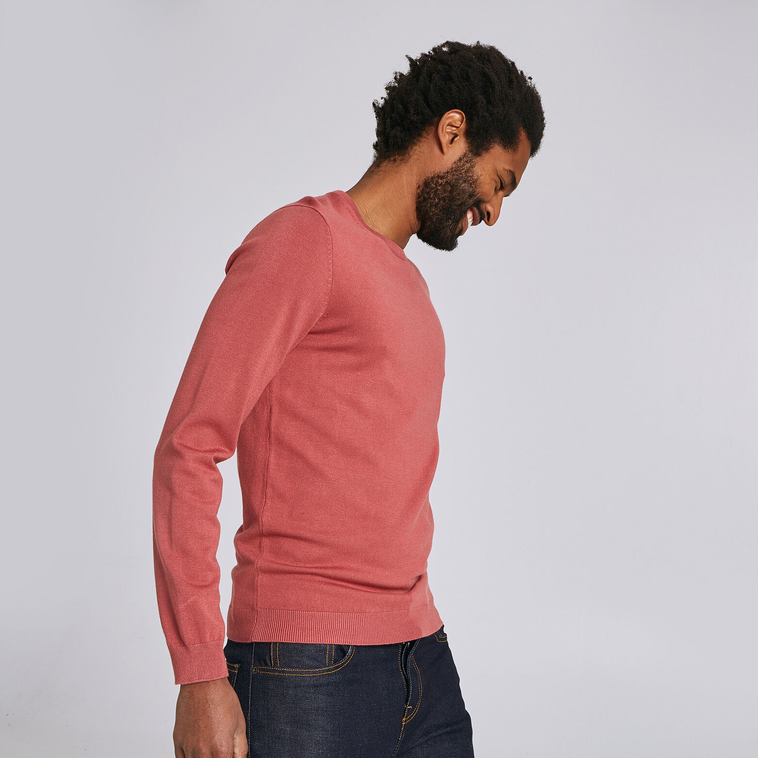 Pull fin col rond uni