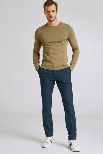 Pull fin col rond uni