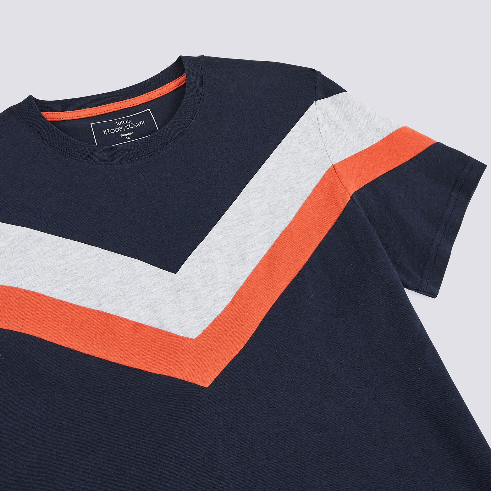 Tee shirt col rond bandes contrastantes