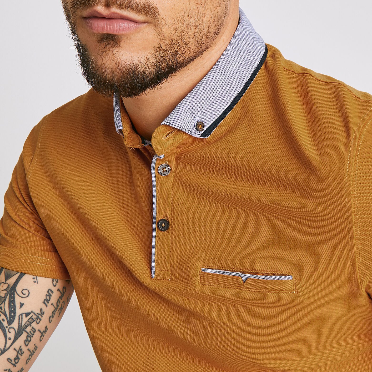 Polo manche courte col oxford