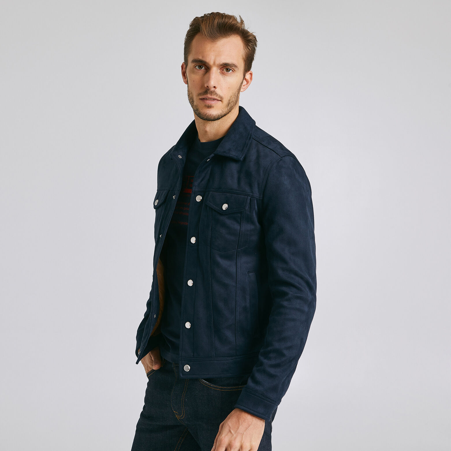 Blouson en suédine uni