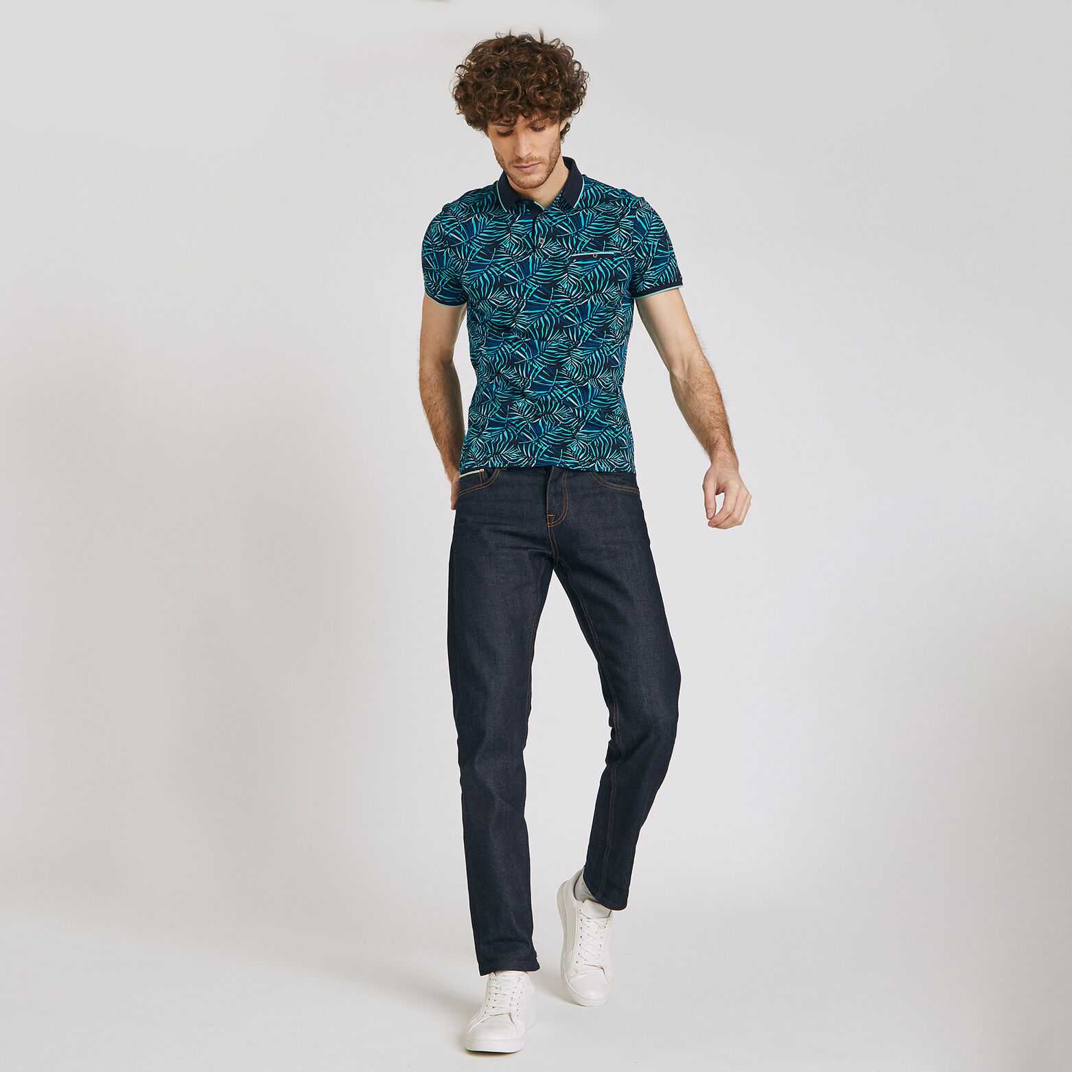 Polo manche courte imprimé tropical