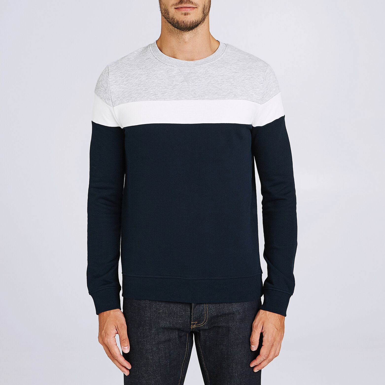 Sweat color block maille fantaisie