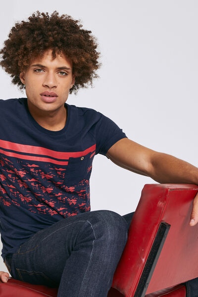 Tee shirt colorblock fantaisie palmiers