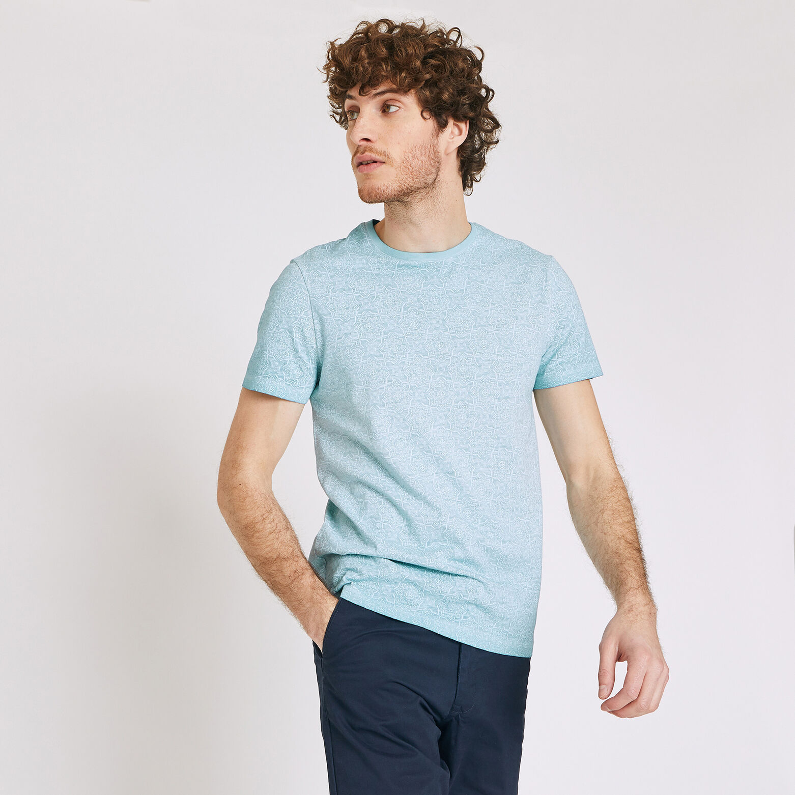 Tee shirt col rond imprimé oriental