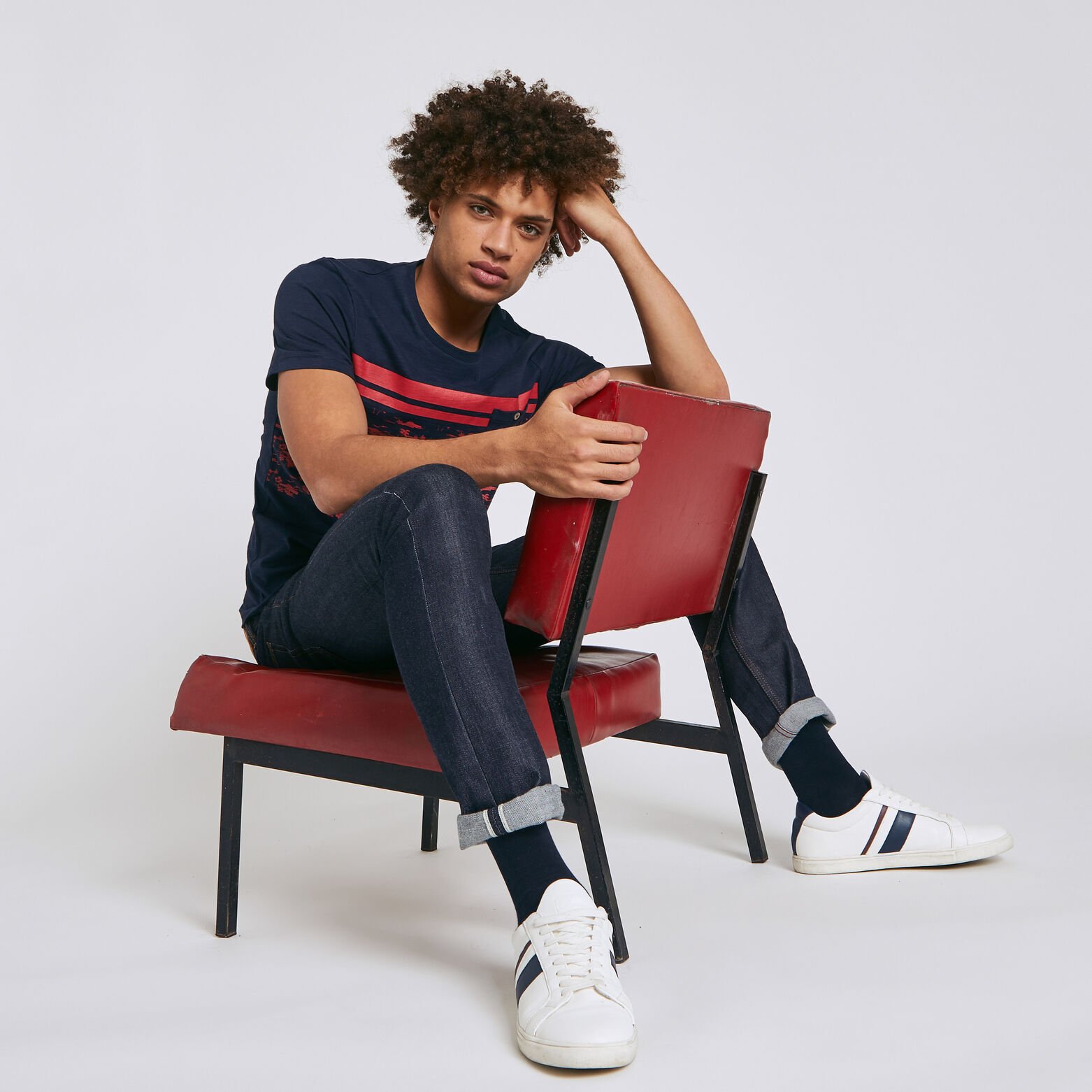 Tee shirt colorblock fantaisie palmiers