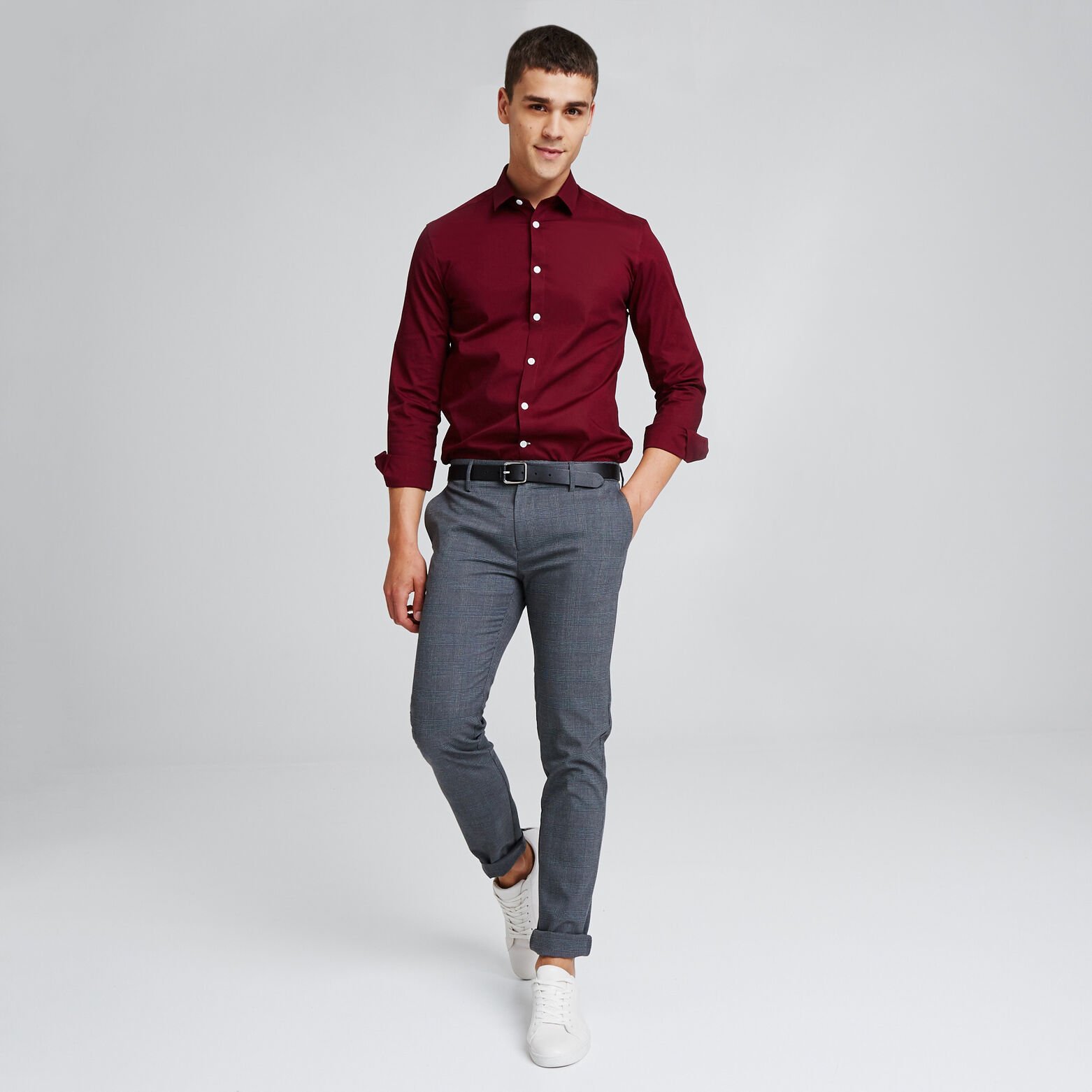 Chemise slim en popeline stretch