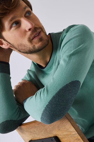 Pull col rond jeu de points