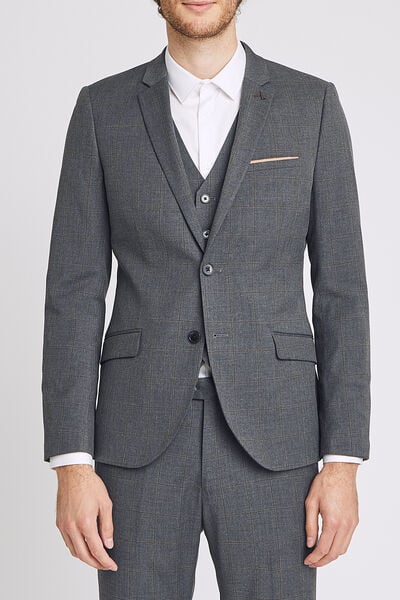 Ensemble de costume à carreaux - Gris Moyen