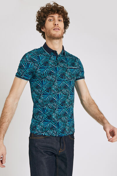 Polo manche courte imprimé tropical