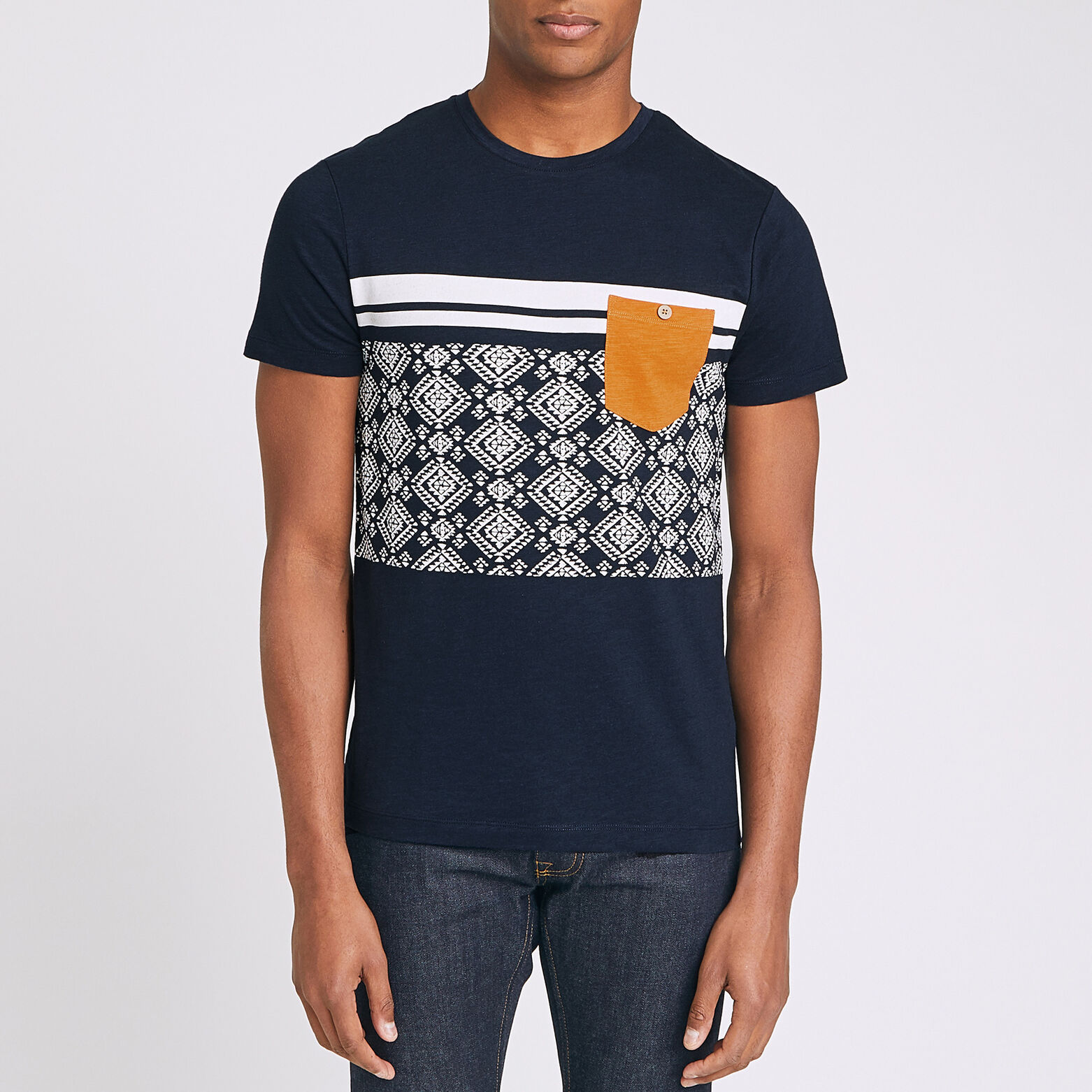 T-shirt colorblock imprimé aztèque